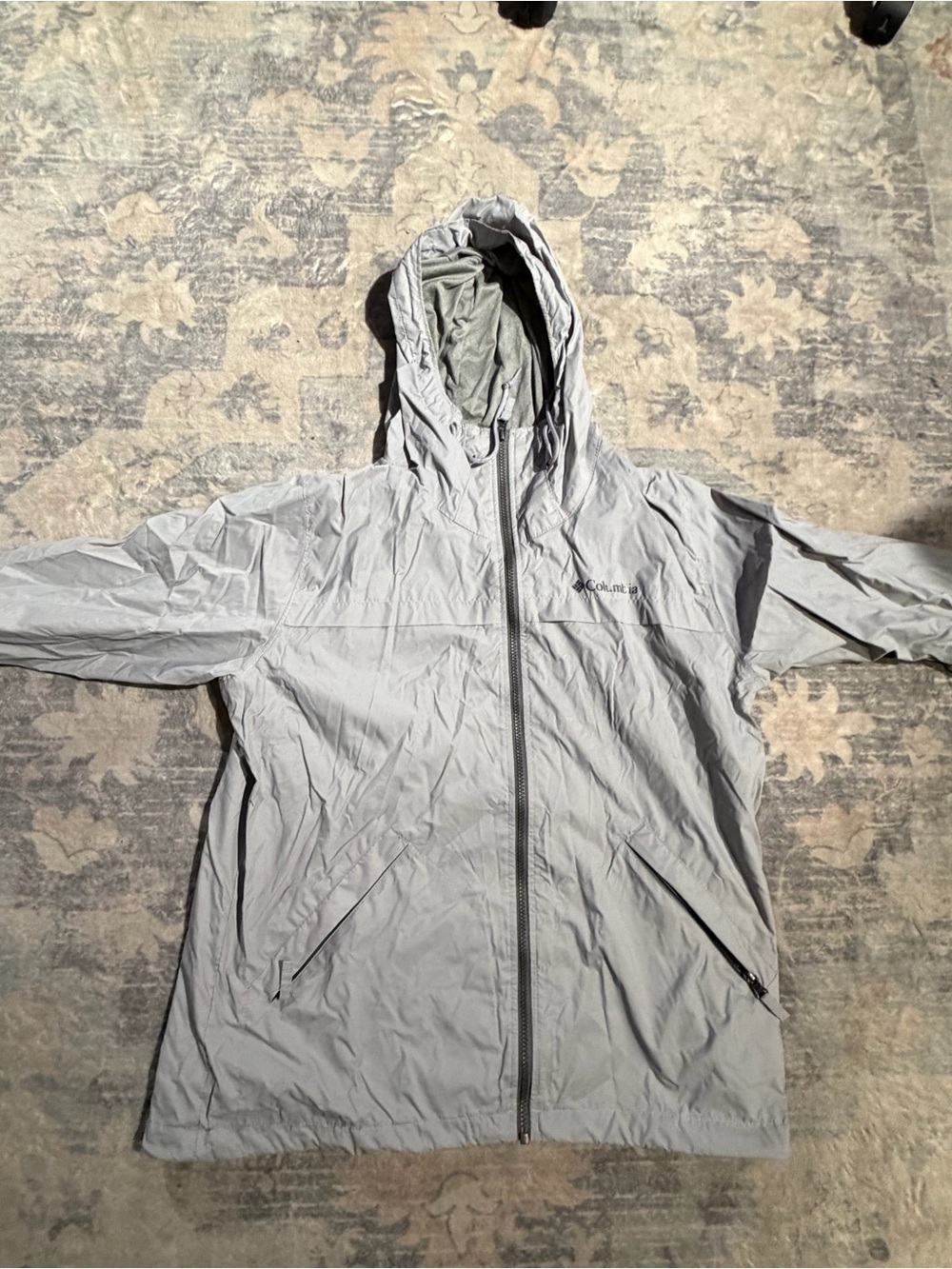 Columbia Men's Light Gray Hooded Windbreaker Jacket